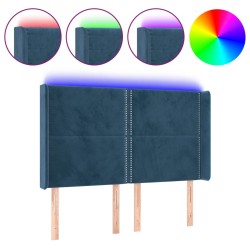 vidaXL Cabecero con LED de terciopelo azul oscuro 147x16x118/128 cm