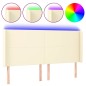 vidaXL Cabecero con LED cuero sintético color crema 203x16x118/128 cm vidaXL Cabecero con LED cuero sintético color crema 203x16x118/128 cm