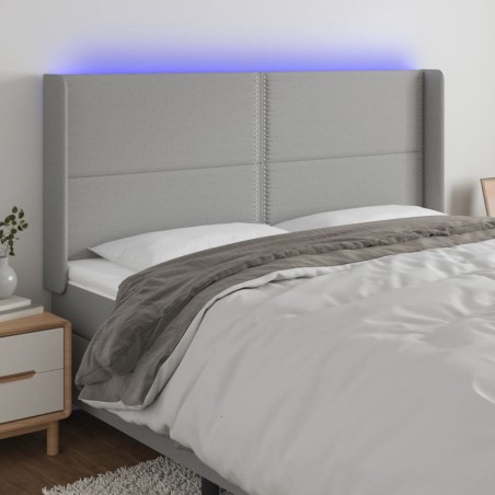 vidaXL Cabecero con LED de tela gris claro 183x16x118/128 cm
