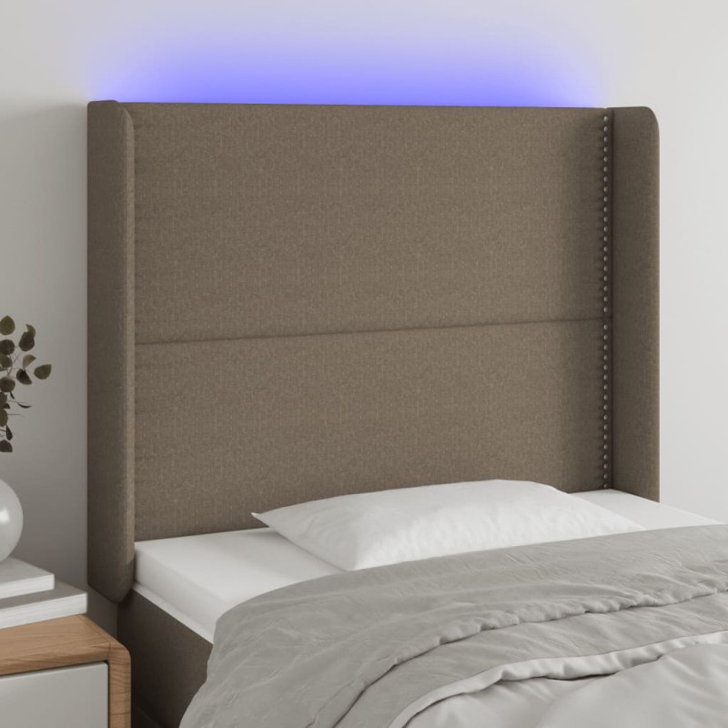 vidaXL Cabecero con LED de tela gris taupe 83x16x118/128 cm vidaXL Cabecero con LED de tela gris taupe 83x16x118/128 cm