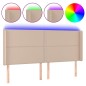 vidaXL Cabecero con LED cuero sintético capuchino 203x16x118/128cm vidaXL Cabecero con LED cuero sintético capuchino 203x16x118/128cm
