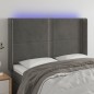 vidaXL Cabecero con LED de terciopelo gris oscuro 147x16x118/128 cm vidaXL Cabecero con LED de terciopelo gris oscuro 147x16x118/128 cm