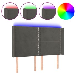 vidaXL Cabecero con LED de terciopelo gris oscuro 147x16x118/128 cm