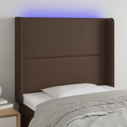 vidaXL Cabecero con LED cuero sintético marrón 103x16x118/128 cm