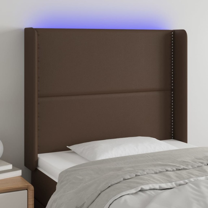 vidaXL Cabecero con LED cuero sintético marrón 103x16x118/128 cm vidaXL Cabecero con LED cuero sintético marrón 103x16x118/128 cm