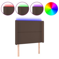 vidaXL Cabecero con LED cuero sintético marrón 103x16x118/128 cm