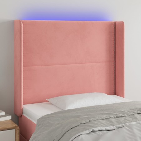 vidaXL Cabecero con LED de terciopelo rosa 83x16x118/128 cm