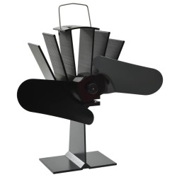 vidaXL Ventilador de estufa accionado por calor 2 aspas negro