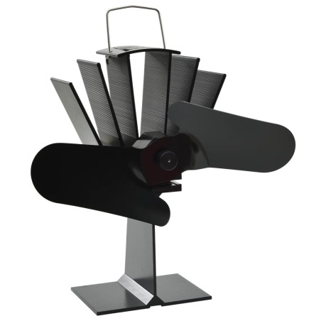 vidaXL Ventilador de estufa accionado por calor 2 aspas negro