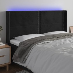 vidaXL Cabecero con LED de terciopelo negro 203x16x118/128 cm