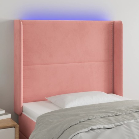 vidaXL Cabecero con LED de terciopelo rosa 103x16x118/128 cm