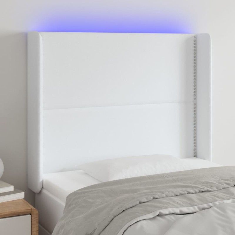 vidaXL Cabecero con LED cuero sintético blanco 83x16x118/128 cm vidaXL Cabecero con LED cuero sintético blanco 83x16x118/128 cm