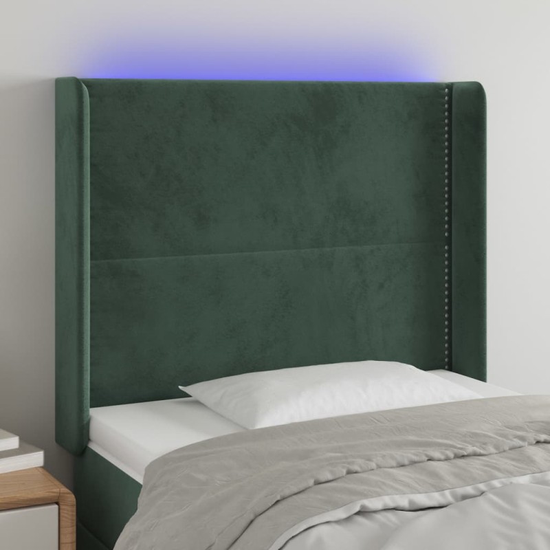 vidaXL Cabecero con LED de terciopelo verde oscuro 83x16x118/128 cm vidaXL Cabecero con LED de terciopelo verde oscuro 83x16x118/128 cm