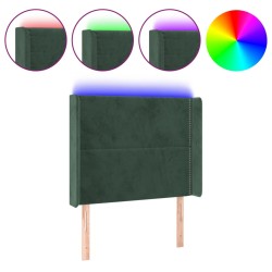 vidaXL Cabecero con LED de terciopelo verde oscuro 83x16x118/128 cm