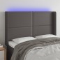 vidaXL Cabecero con LED cuero sintético gris 147x16x118/128cm vidaXL Cabecero con LED cuero sintético gris 147x16x118/128cm