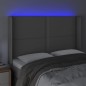 vidaXL Cabecero con LED cuero sintético gris 147x16x118/128cm vidaXL Cabecero con LED cuero sintético gris 147x16x118/128cm