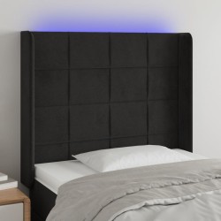 vidaXL Cabecero con LED de terciopelo negro 83x16x118/128 cm
