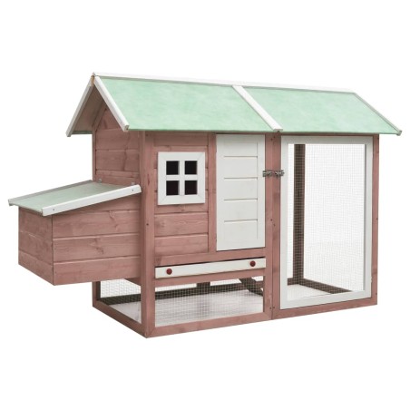 vidaXL Gallinero madera maciza de pino y abeto moca 170x81x110 cm