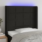 vidaXL Cabecero con LED de tela negro 103x16x118/128 cm