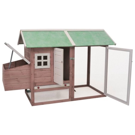 vidaXL Gallinero madera maciza de pino y abeto moca 170x81x110 cm