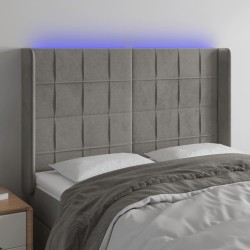 vidaXL Cabecero con LED de terciopelo gris claro 147x16x118/128 cm