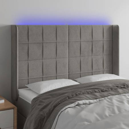 vidaXL Cabecero con LED de terciopelo gris claro 147x16x118/128 cm