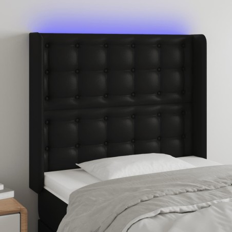 vidaXL Cabecero con LED cuero sintético negro 93x16x118/128 cm