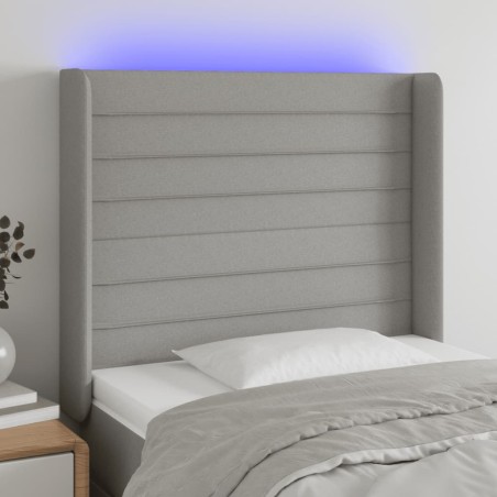 vidaXL Cabecero con LED de tela gris claro 93x16x118/128 cm