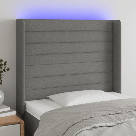 vidaXL Cabecero con LED de tela gris oscuro103x16x118/128 cm