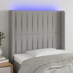 vidaXL Cabecero con LED de tela gris claro 83x16x118/128 cm