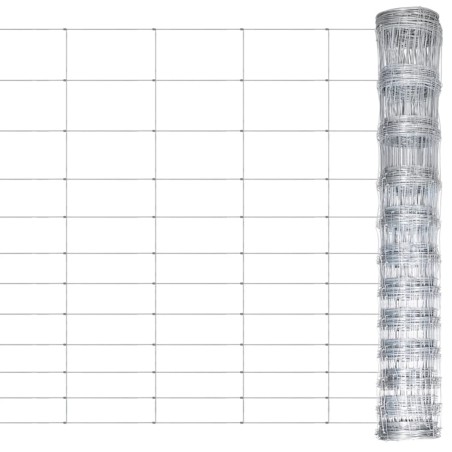 vidaXL Valla de jardín de acero galvanizado plateado 50 m 150 cm