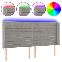 vidaXL Cabecero con LED de terciopelo gris claro 183x16x118/128 cm