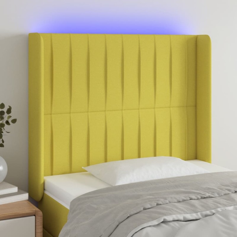 vidaXL Cabecero con LED de tela verde 103x16x118/128 cm vidaXL Cabecero con LED de tela verde 103x16x118/128 cm