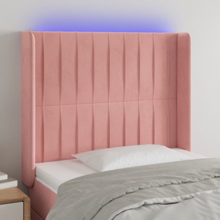 vidaXL Cabecero con LED de terciopelo rosa 93x16x118/128 cm