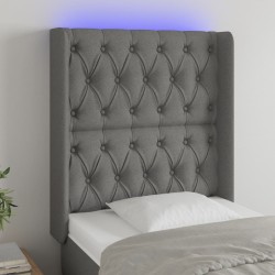 vidaXL Cabecero con LED de tela gris oscuro 83x16x118/128 cm