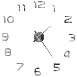 vidaXL Reloj 3D de pared con diseño moderno 100 cm XXL plateado