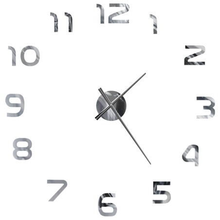 vidaXL Reloj 3D de pared con diseño moderno 100 cm XXL plateado