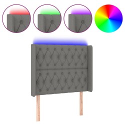 vidaXL Cabecero con LED de tela gris oscuro 93x16x118/128 cm