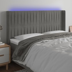 vidaXL Cabecero con LED de terciopelo gris claro 183x16x118/128 cm
