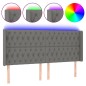 vidaXL Cabecero con LED de tela gris oscuro 183x16x118/128 cm