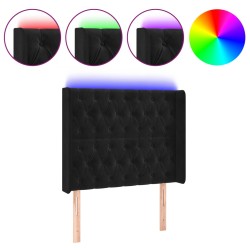 vidaXL Cabecero con LED de terciopelo negro 103x16x118/128 cm