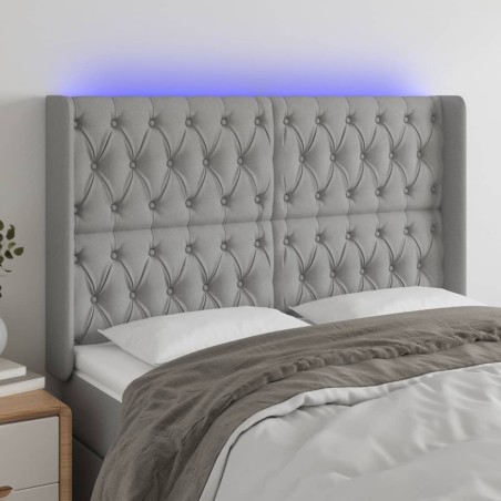 vidaXL Cabecero con LED de tela gris claro 163x16x118/128 cm
