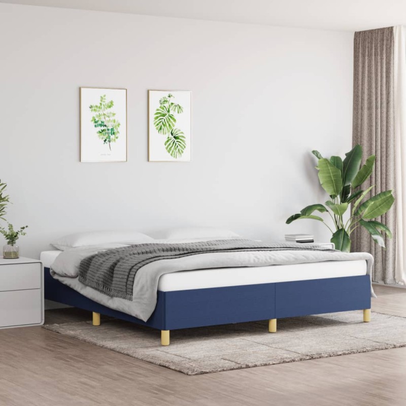 vidaXL Estructura de cama box spring tela azul 160x200 cm vidaXL Estructura de cama box spring tela azul 160x200 cm