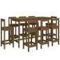vidaXL Set de bar 9 piezas madera maciza de pino marrón miel