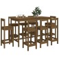 vidaXL Set de bar 9 piezas madera maciza de pino marrón miel
