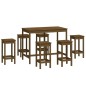 vidaXL Set de bar 7 piezas madera maciza de pino marrón miel vidaXL Set de bar 7 piezas madera maciza de pino marrón miel