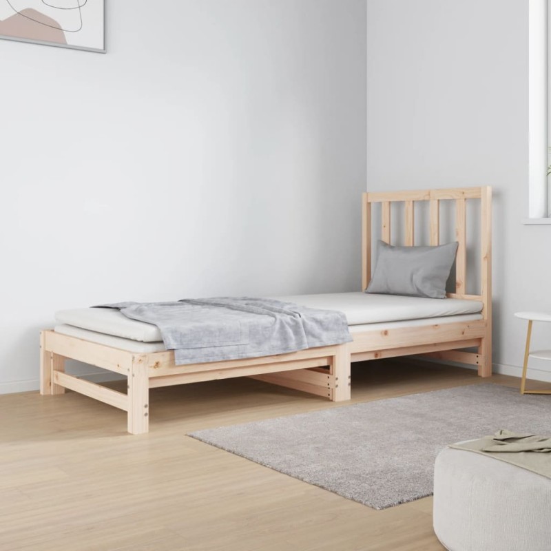 vidaXL Sofá cama extraíble madera maciza de pino 2x(90x190) cm vidaXL Sofá cama extraíble madera maciza de pino 2x(90x190) cm