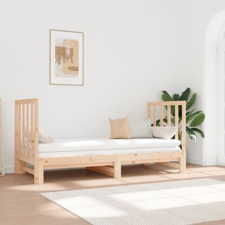vidaXL Sofá cama extraíble madera maciza de pino 2x(90x190) cm