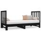vidaXL Sofá cama extraíble madera maciza de pino negro 2x(90x190) cm