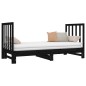 vidaXL Sofá cama extraíble madera maciza de pino negro 2x(90x190) cm